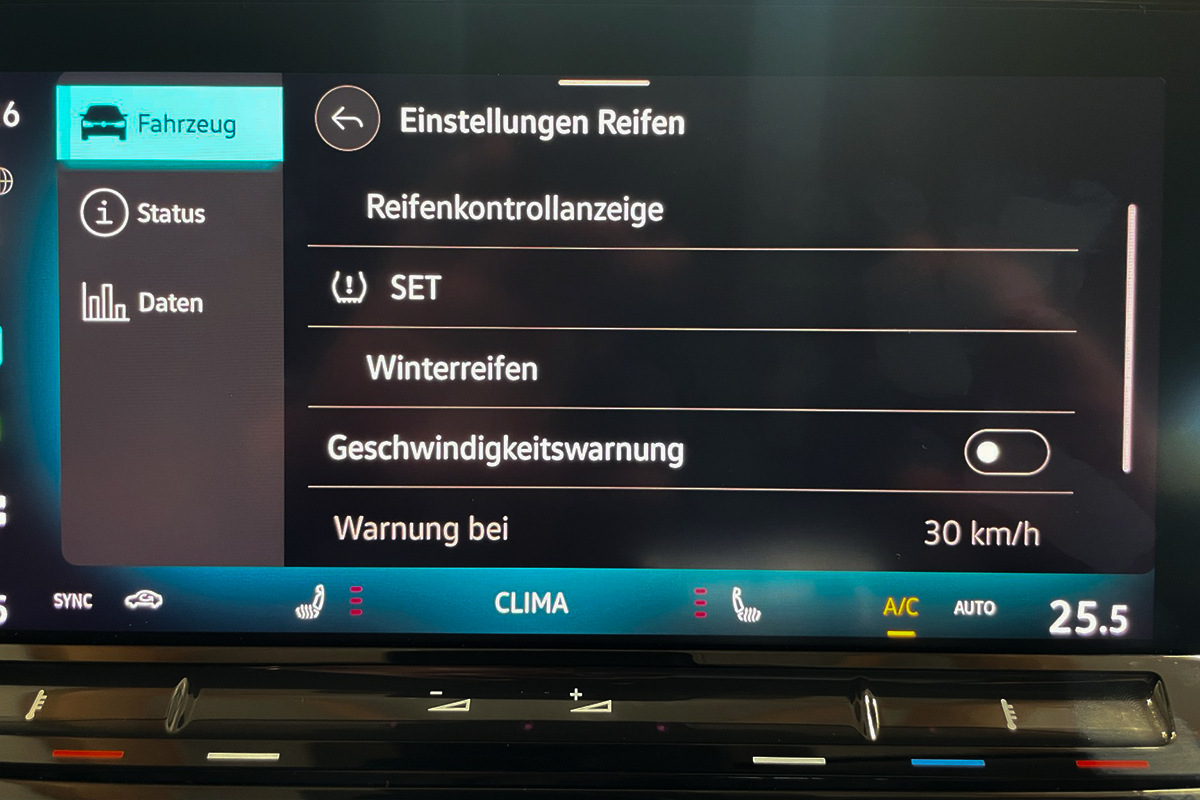 Einstellungen Reifen T7 California