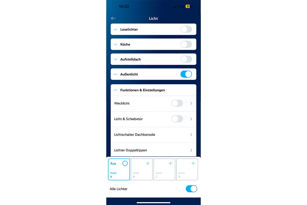 Beleuchtung VW California steuern